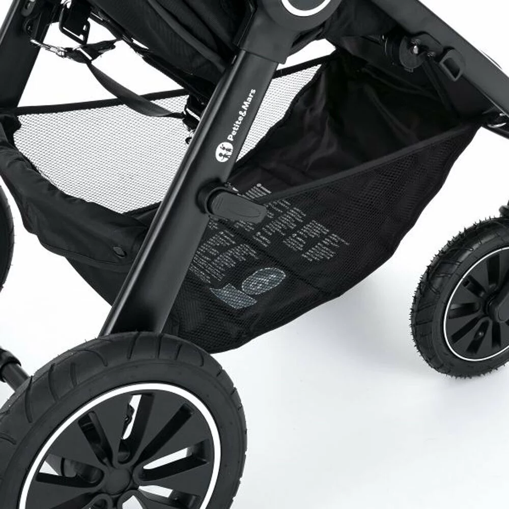 PETITE&MARS Kočárek Street+ Air Black + Stříška Limited 100 Roses
