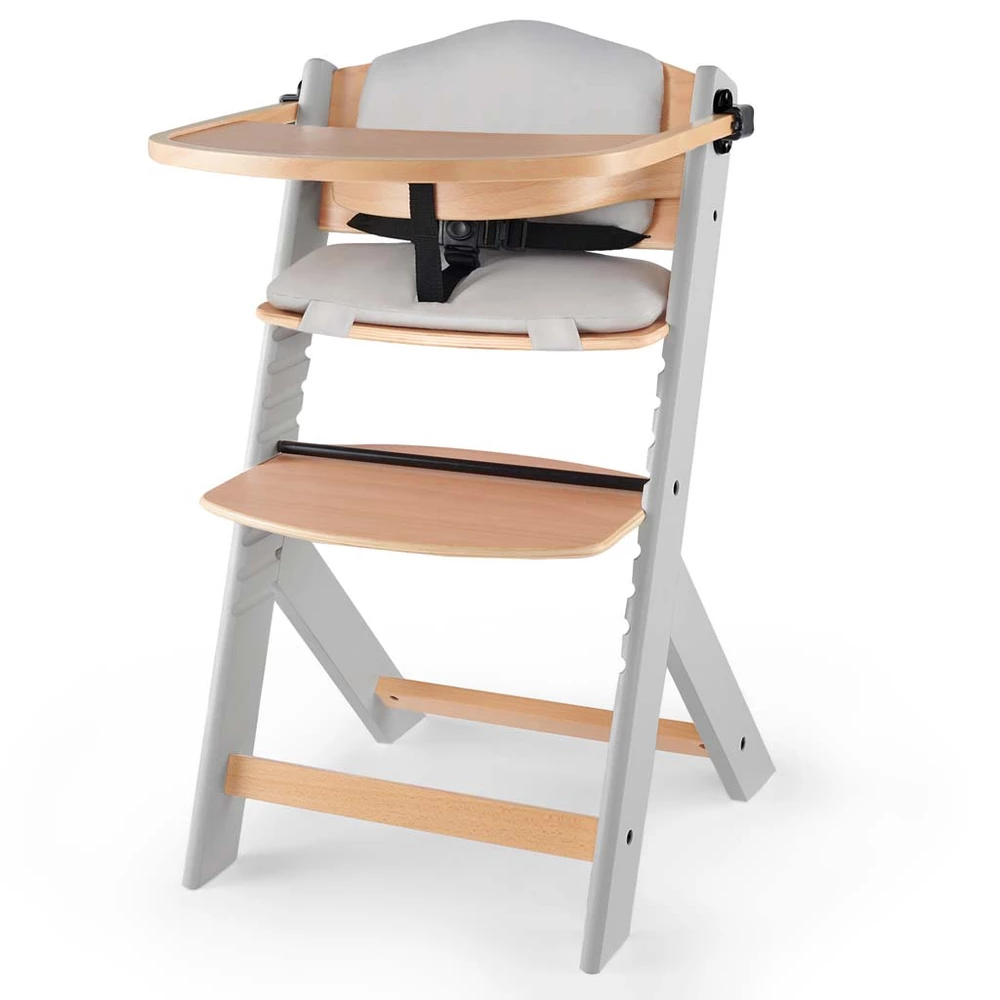 KINDERKRAFT SELECT Židlička jídelní Enock s polstrováním Grey Wooden Premium