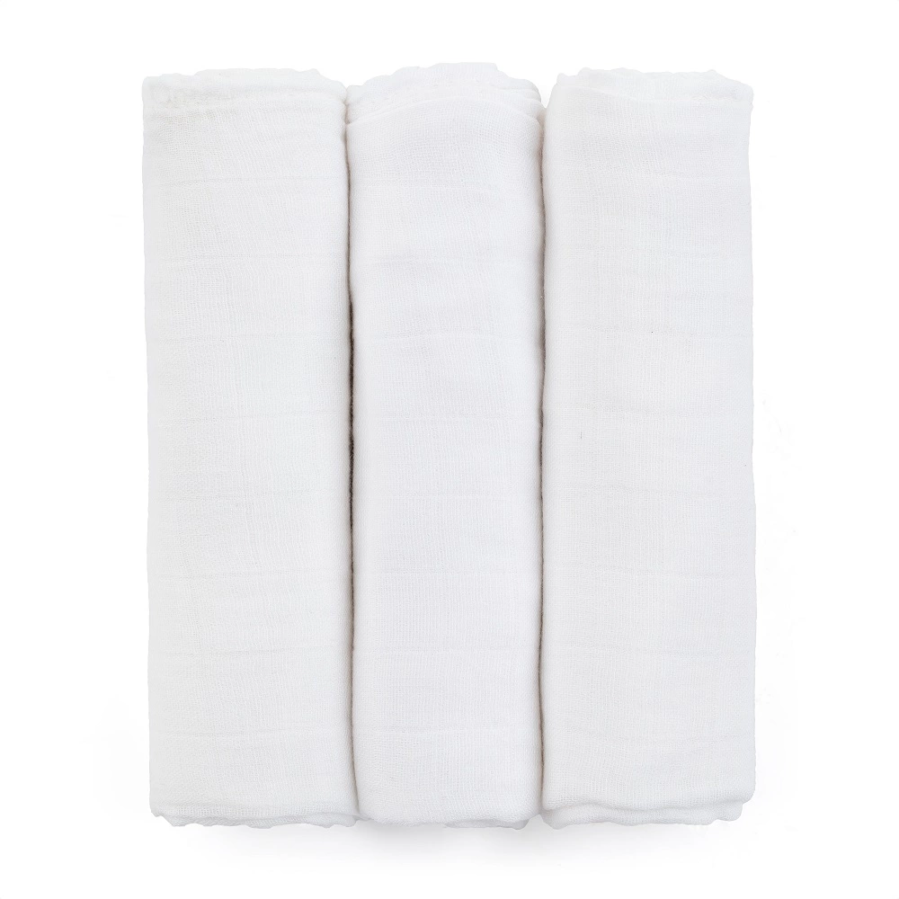 PETITE&MARS Sada plenek bambusová mušelínová 3ks 68x68 cm Moussy Total White
