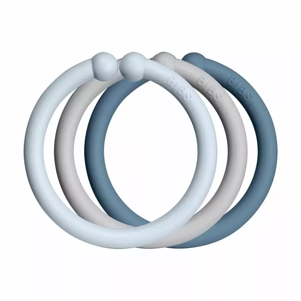 BIBS kroužky Loops 12ks Baby Blue/Cloud/Petrol