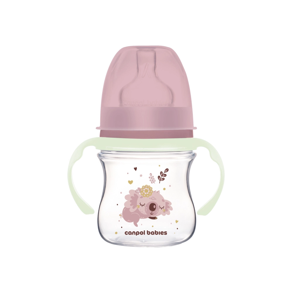 Canpol babies Antikoliková lahev EasyStart se svítícími úchyty SLEEPY KOALA 120ml růžová