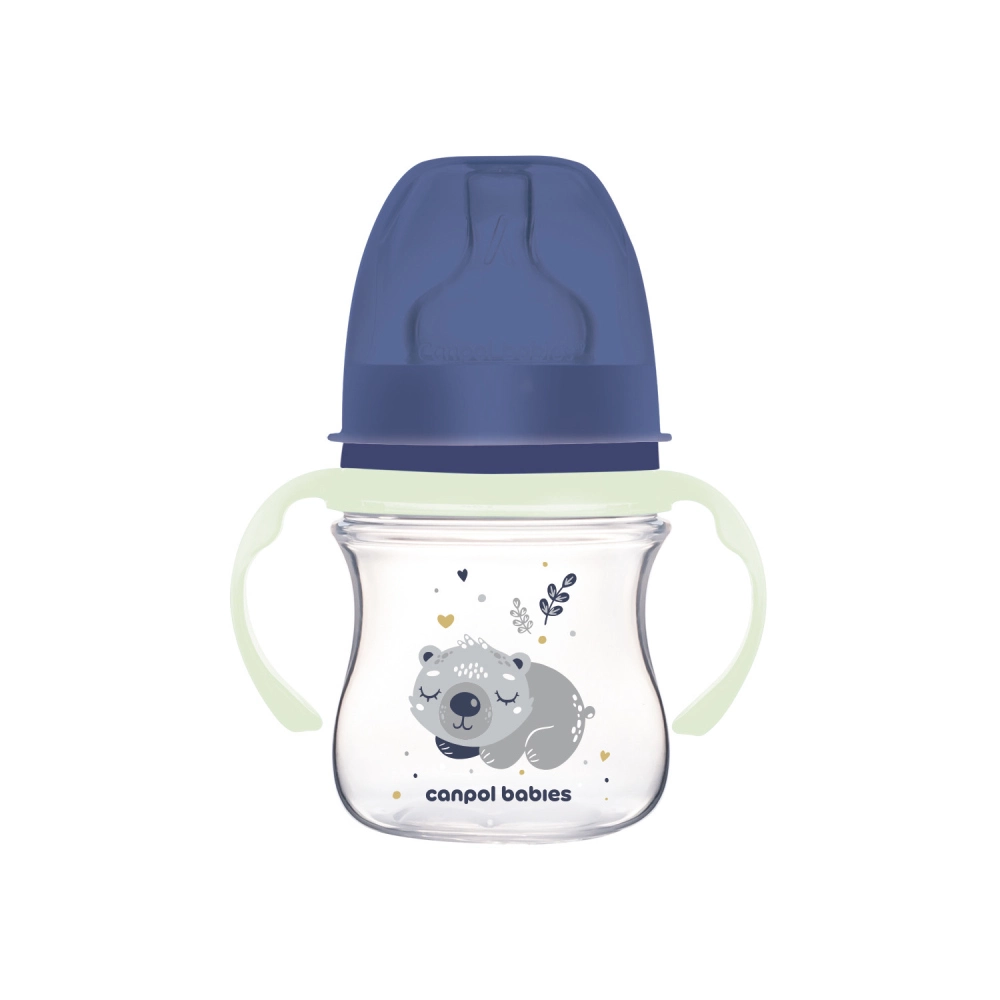 Canpol babies Antikoliková lahev EasyStart se svítícími úchyty SLEEPY KOALA 120ml modrá