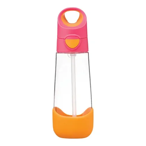 b.box Lahev na pití s brčkem 600 ml - Růžová/Oranžová