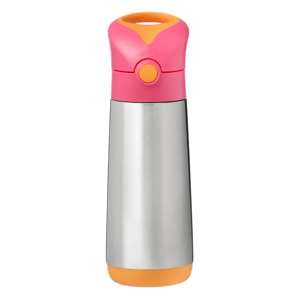 b.box Termoska na pití s brčkem 500 ml Růžová/oranžová