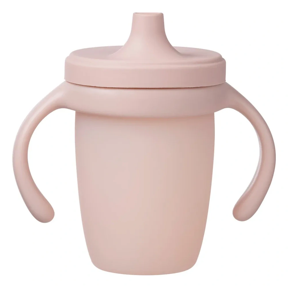 b.box Silikonový hrneček s pítkem 240 ml Růžový