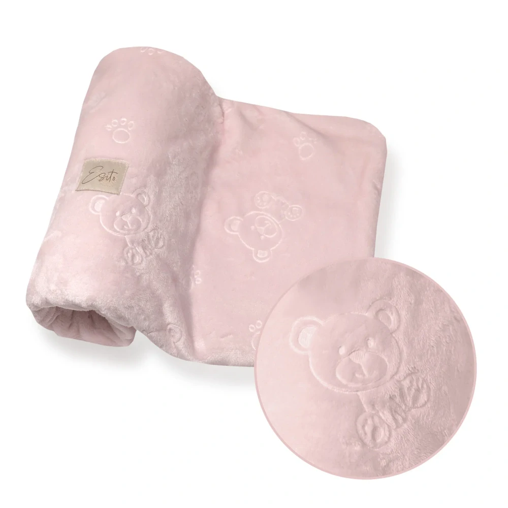 ESITO Dvojitá dětská deka Mikroplyš Bear Cameo Pink
