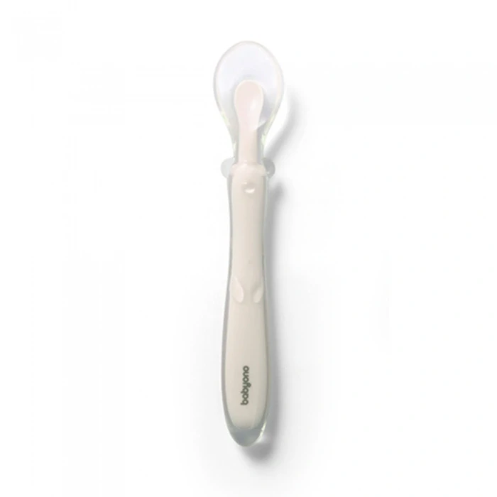 BABYONO Lžička silikonová - beige 6m+