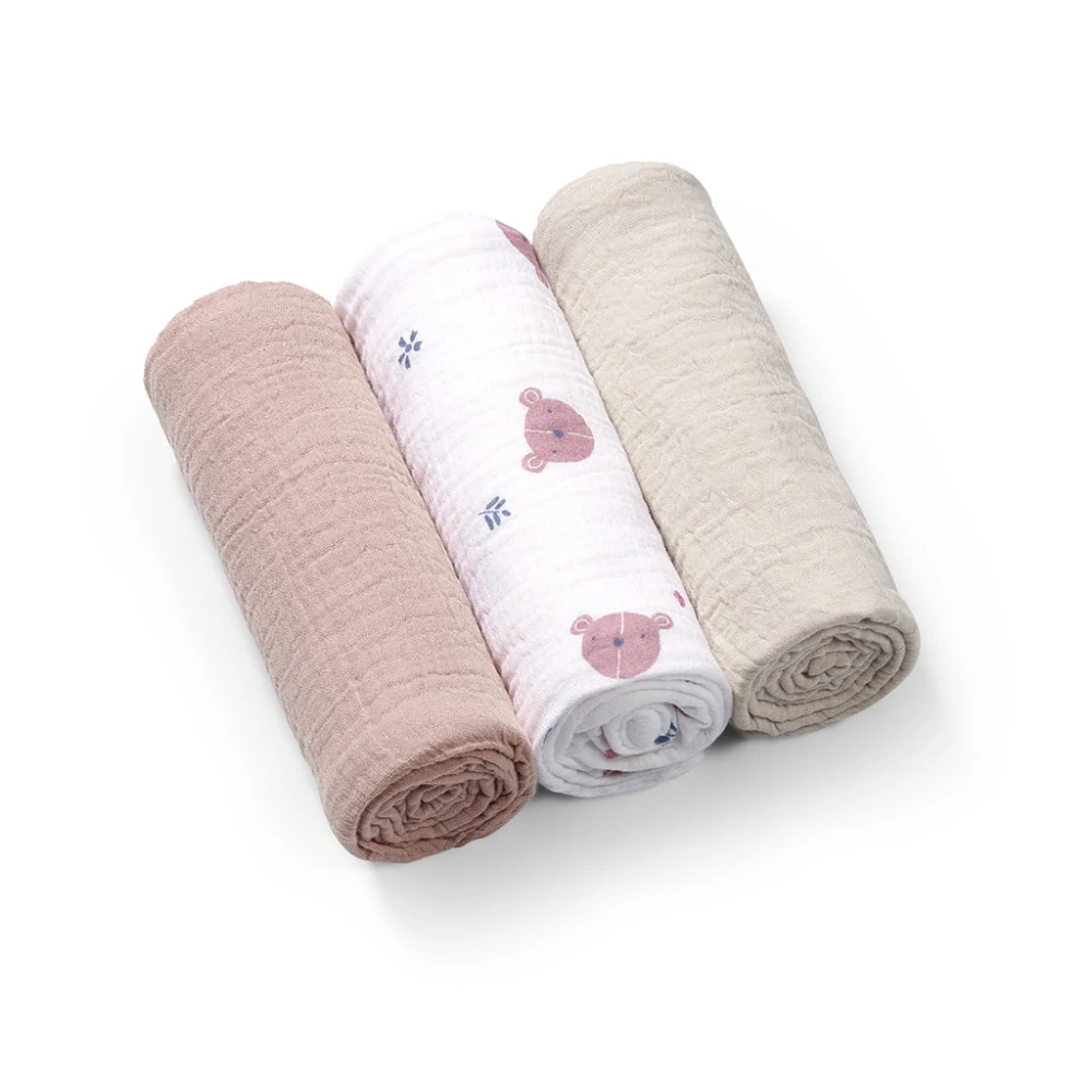 BABYONO Pleny mušelínové Super Soft 3 ks, Grey 70 x 70 cm