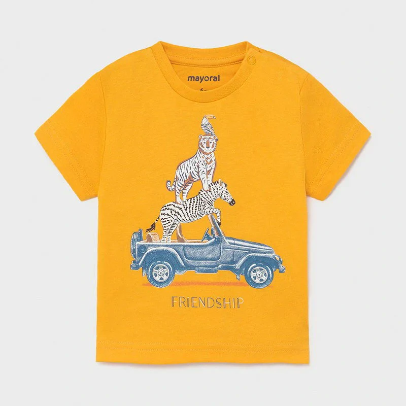Chlapecké triko krátký rukáv  safari zvířátka Mayoral 1002-57 Oranžové velikost 80