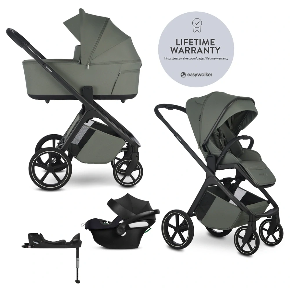 EASYWALKER Set kočárek 4v1 Zoey Go Mineral Green + CBX Aton B2 i-Size + CYBEX Base One