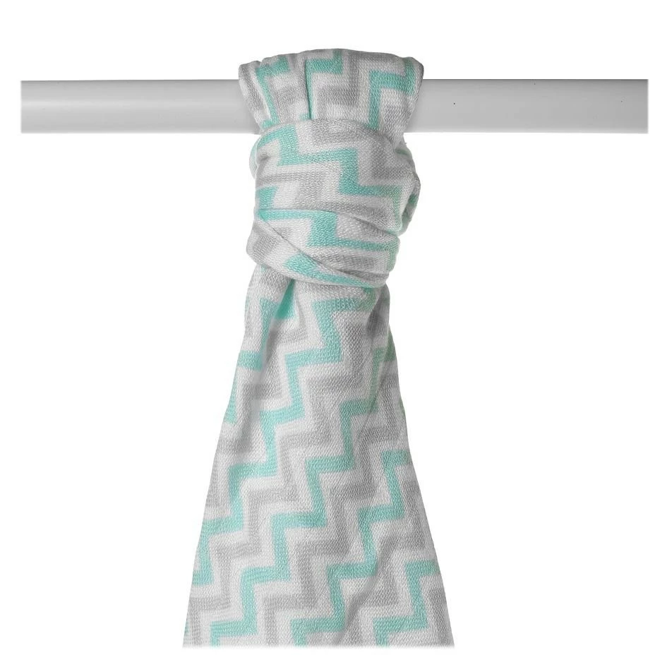 Bambusová osuška XKKO BMB 90x100 - Scandinavian Baby Mint Chevron