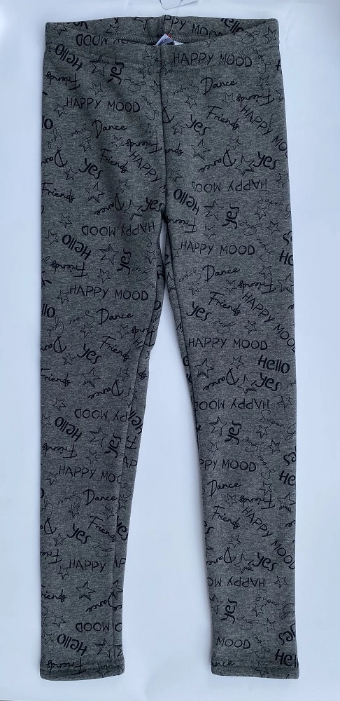 Dívčí zateplené legíny Topo in Fashion šedé potisk Hello