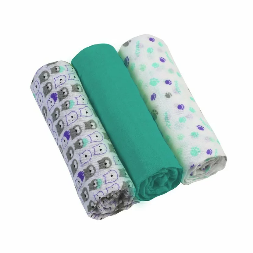 Dětské mušelínové pleny, BabyOno, Super soft, zelené 3 ks v dárkovém balení