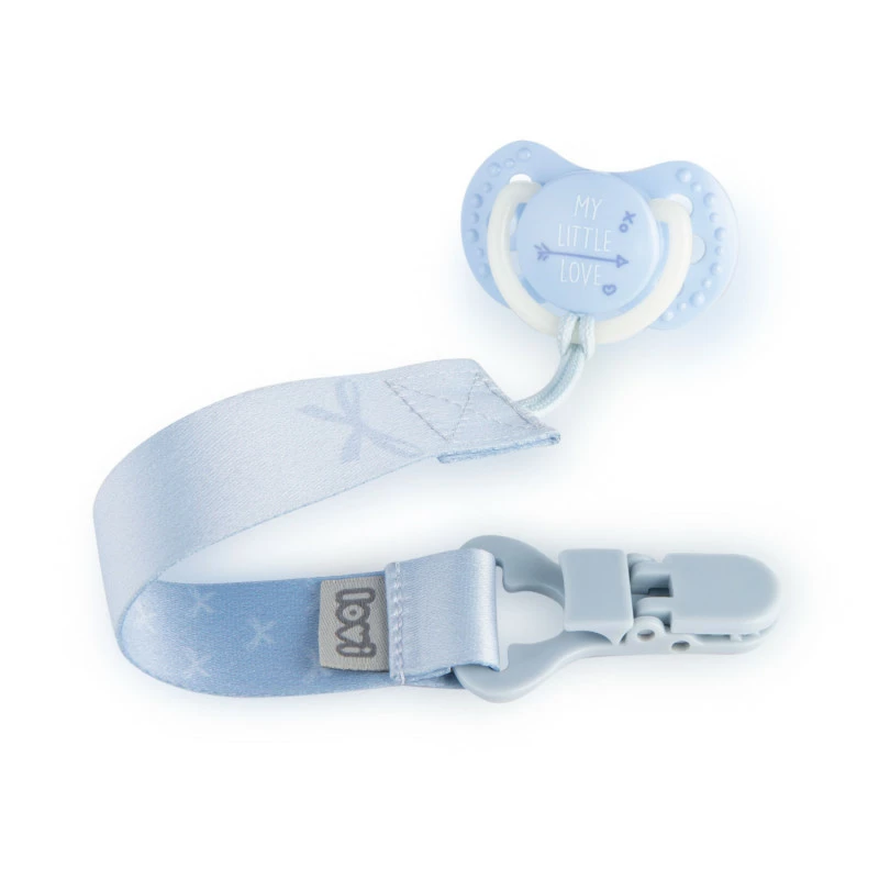 LOVI Stužka na dudlík s klipem BABY SHOWER modrá