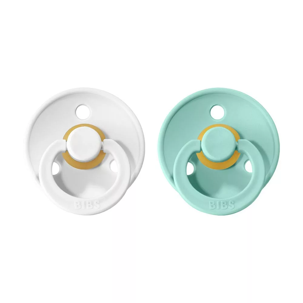 BIBS Colour dudlíky z přírodního kaučuku 2ks velikost 1 (0-6měs) White/Mint