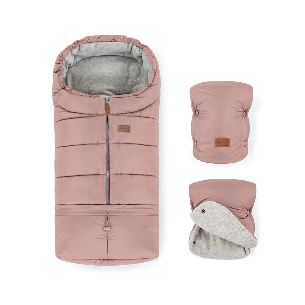 PETITE&MARS Zimní set fusak Jibot 3v1 + rukavice na kočárek Dusty Pink