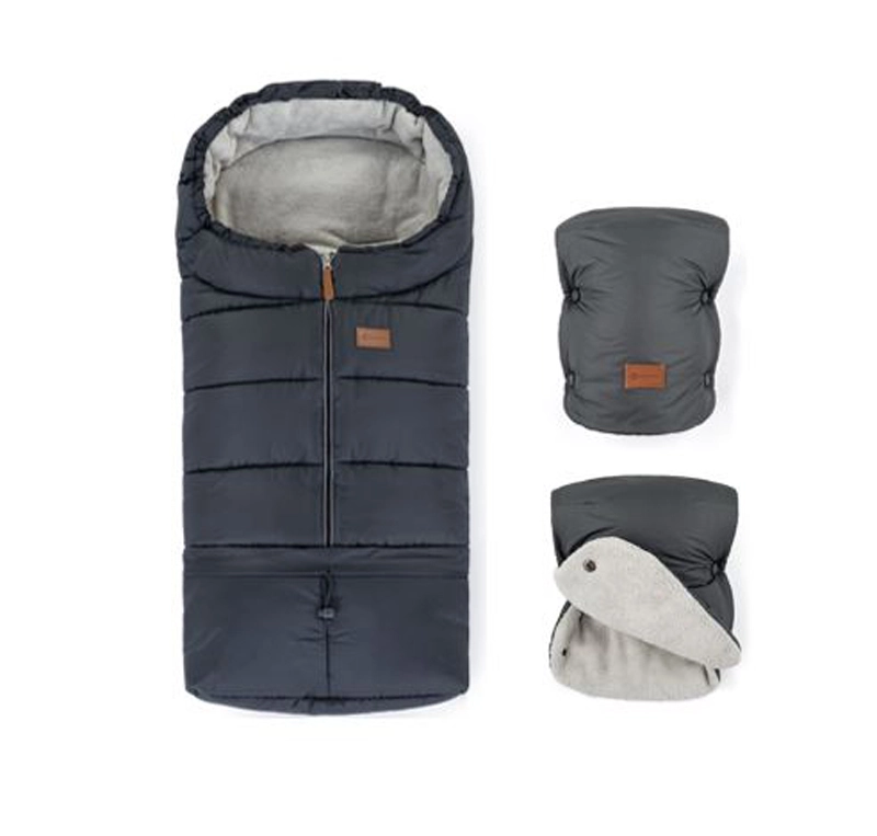 PETITE&MARS Zimní set fusak Jibot 3v1 + rukavice na kočárek Charcoal Grey