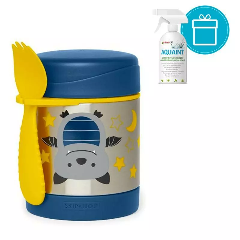 SKIP HOP Zoo Termoska na jídlo se lžičko/vidličkou Netopýr 325 ml, 12 m+ + AQUAINT 500 ml