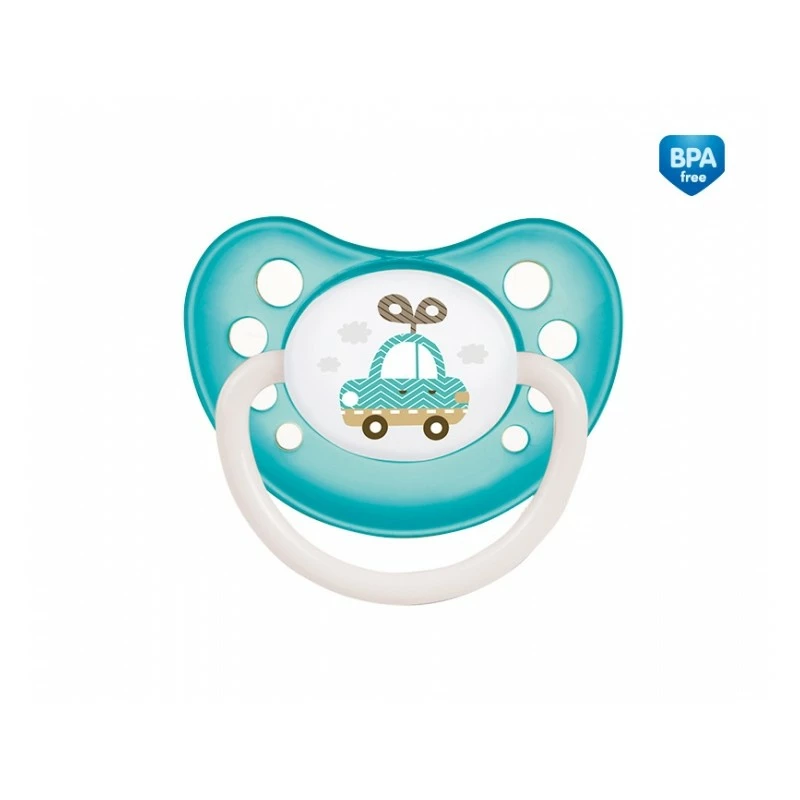 Canpol babies Dudlík 0-6m kaučukový anatomický TOYS autíčko tyrkysové