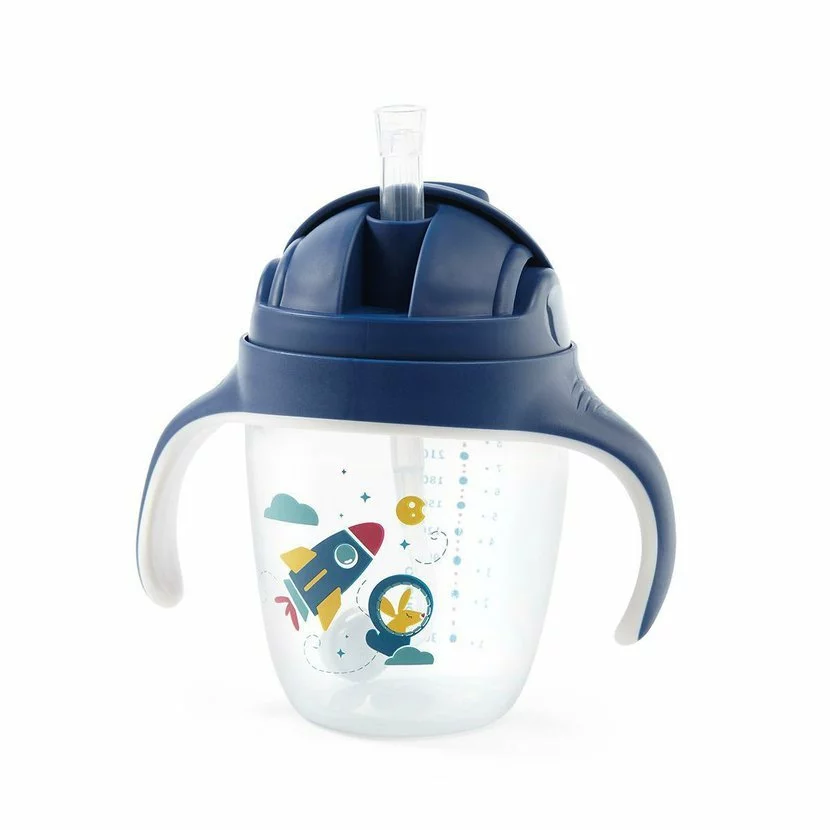 Netekoucí hrneček s brčkem 1464/02 BabyOno modrý