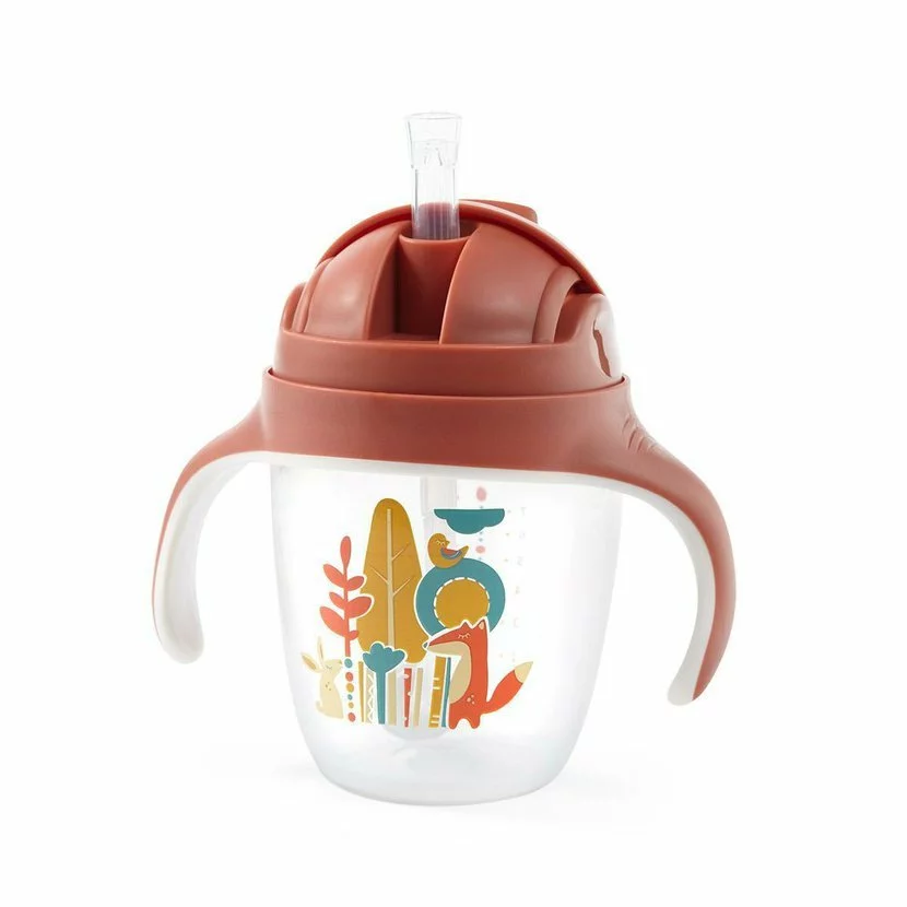Netekoucí hrneček s brčkem 1464/01 BabyOno hnědý