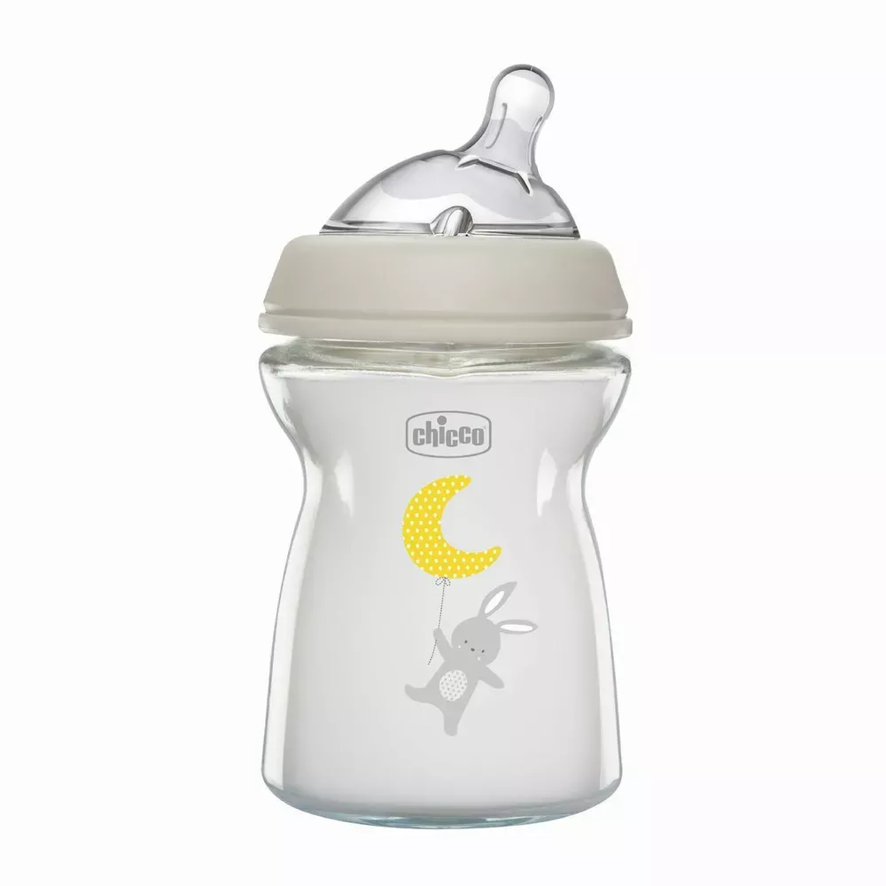 CHICCO Láhev kojenecká sklo Natural Feeling 250 ml neutral 0m+