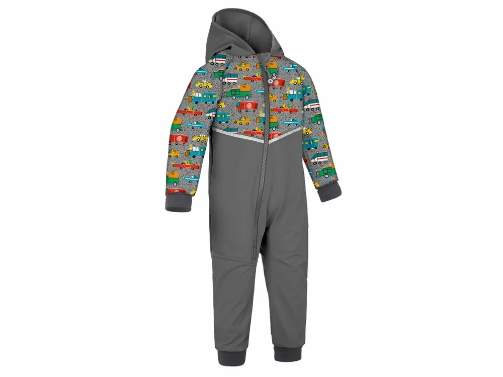 Batolecí softshellová kombinéza Unuo s fleecem Mini, Tm. Šedá, ZOO na výletě