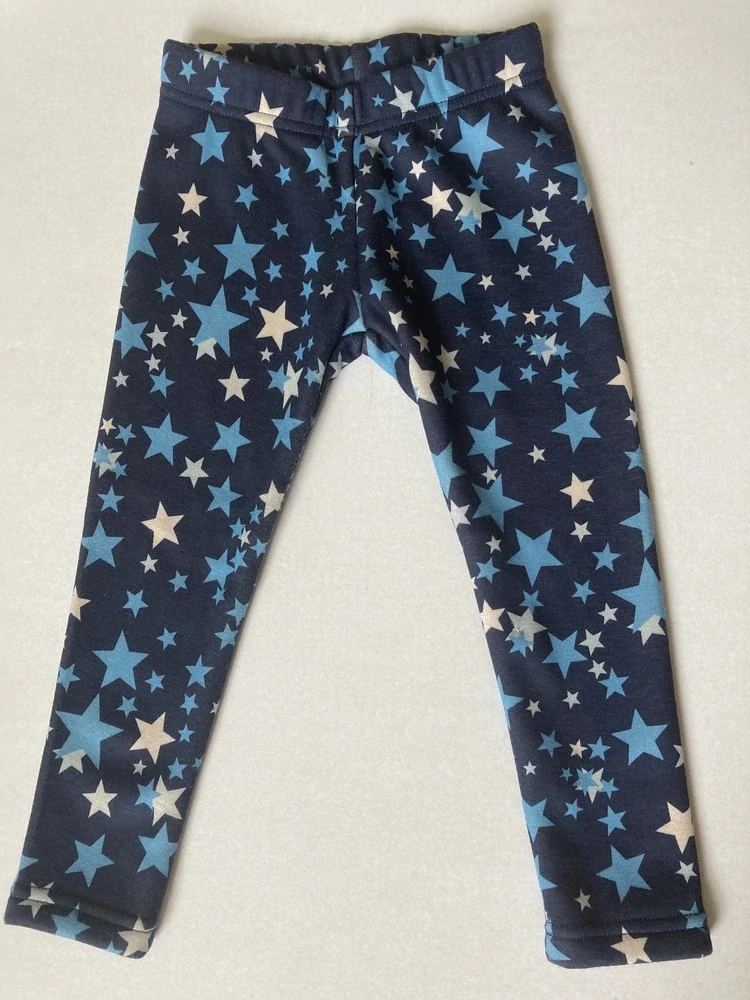 Dívčí zateplené legíny Topo in Fashion tmavě modré bílo modré hvězdy