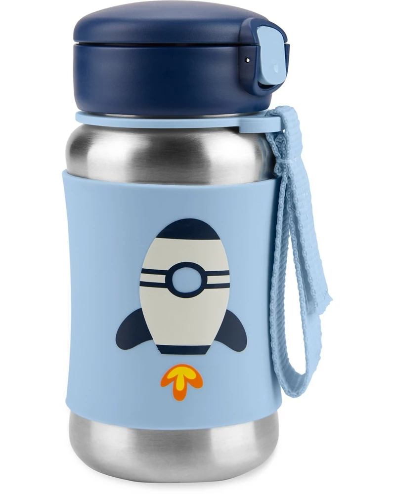 SKIP HOP Spark Style Láhev s brčkem na vodu nerez Raketa