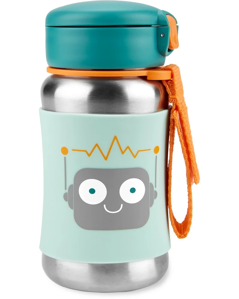 SKIP HOP Spark Style Láhev s brčkem na vodu nerez Robot