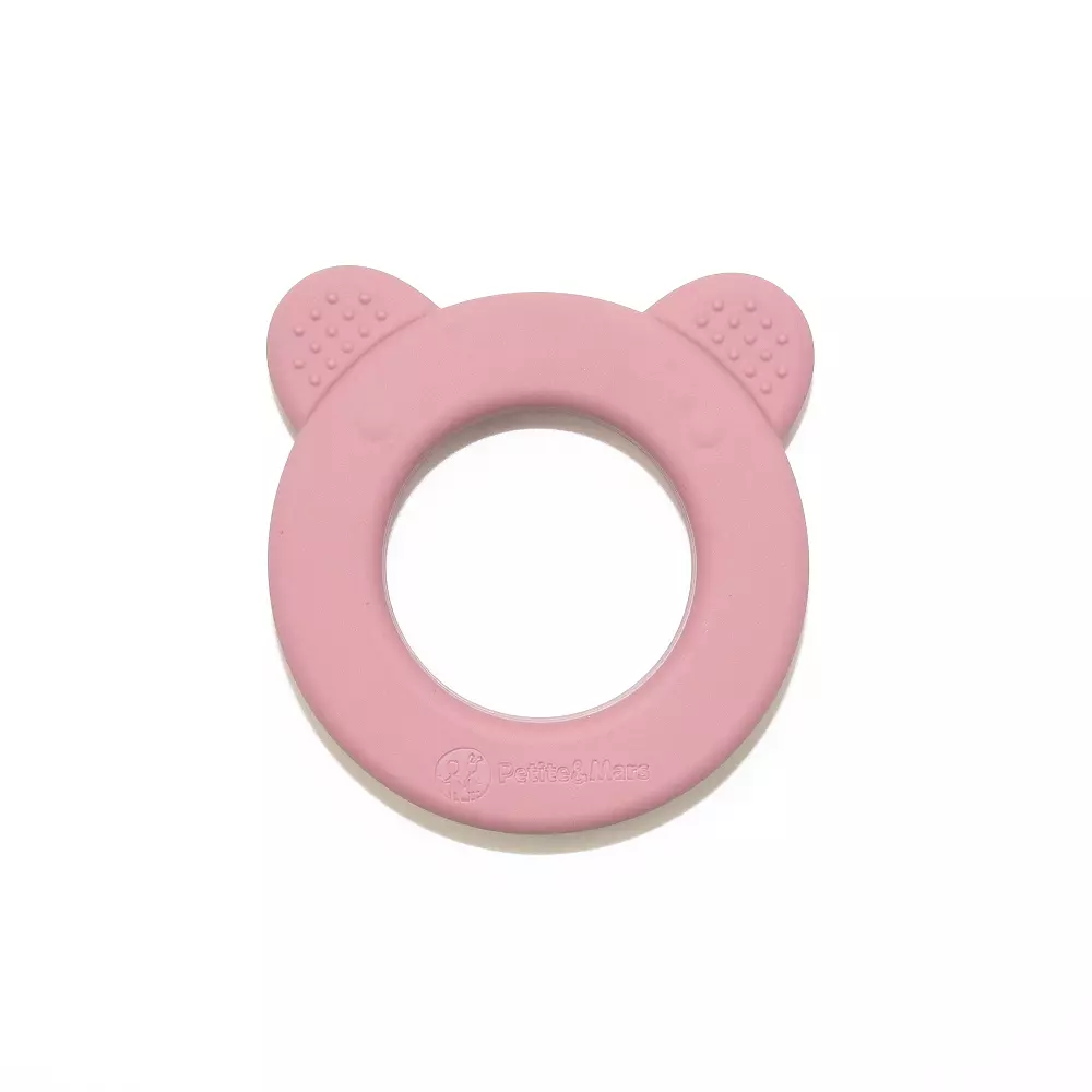 PETITE&MARS Kousátko silikonové s chrastítkem Beary Dusty Rose