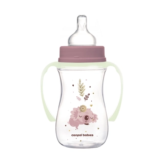 Canpol babies Antikoliková lahev EasyStart se svítícími úchyty SLEEPY KOALA 240ml růžová