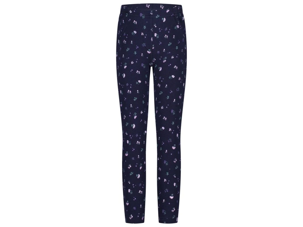 Dívčí zateplené legíny Salt and Pepper tmavě modré  s kytičkami velikost 134