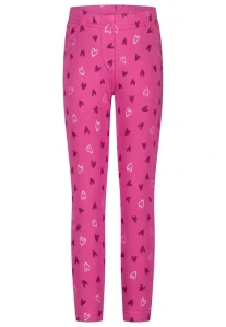 Dívčí zateplené legíny Salt and Pepper fialovo růžové se srdíčky velikost 134