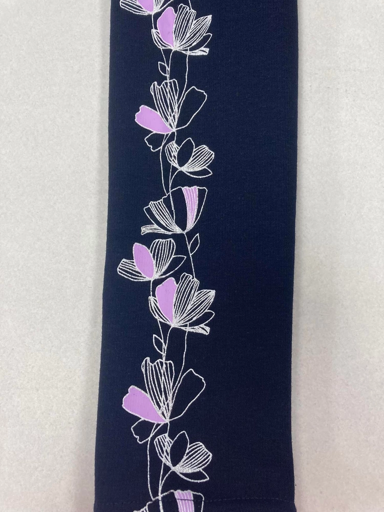 Dívčí zateplené legíny Topo in Fashion tmavě modré květiny po stranách