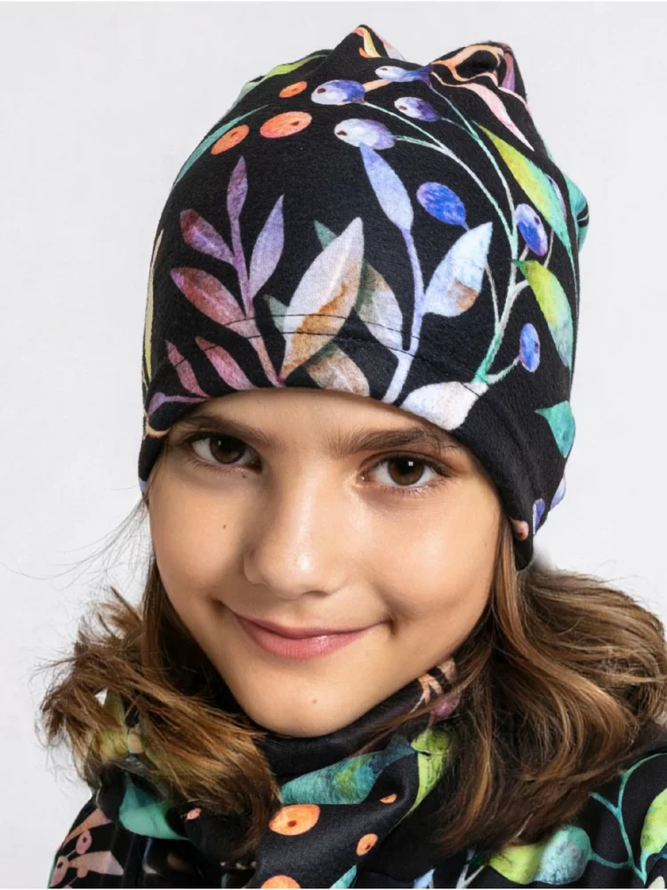Dětská fleecová čepice spadená Unuo Podzimní bobule