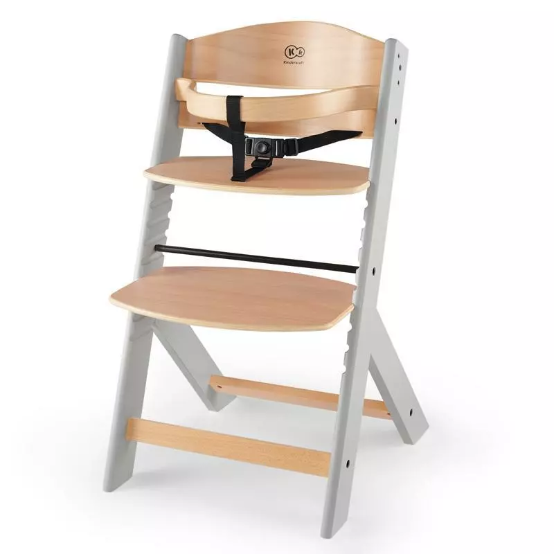 KINDERKRAFT Židlička jídelní Enock Grey Wooden Premium,