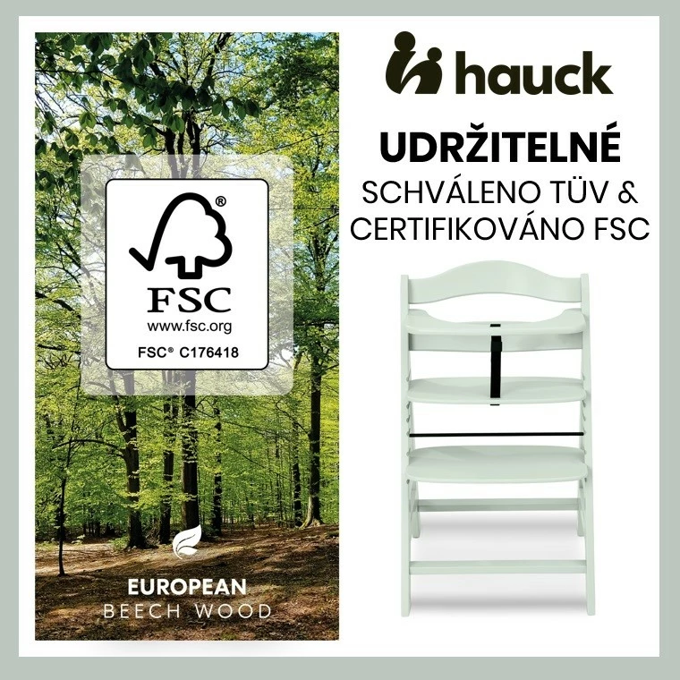 Jídelní dřevěná židle Hauck Alpha+ Mint
