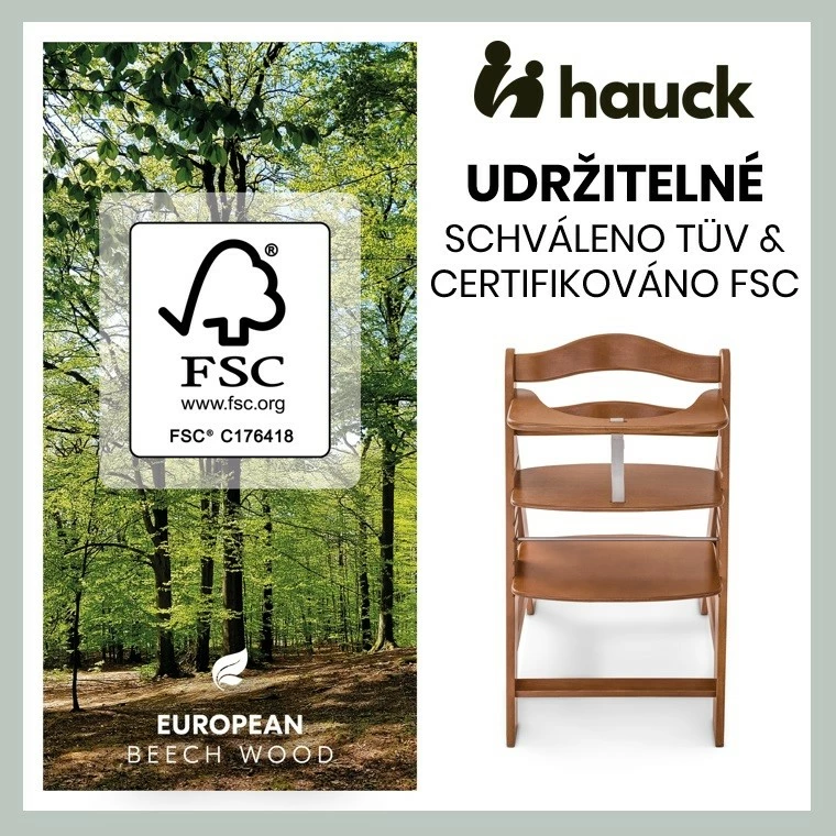 Jídelní dřevěná židle Hauck Alpha+ Walnut