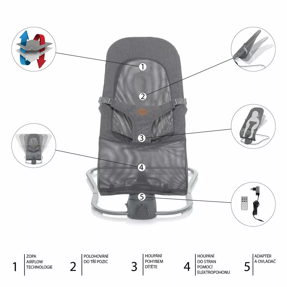 ZOPA Lehačka Moyo Air Mesh Grey