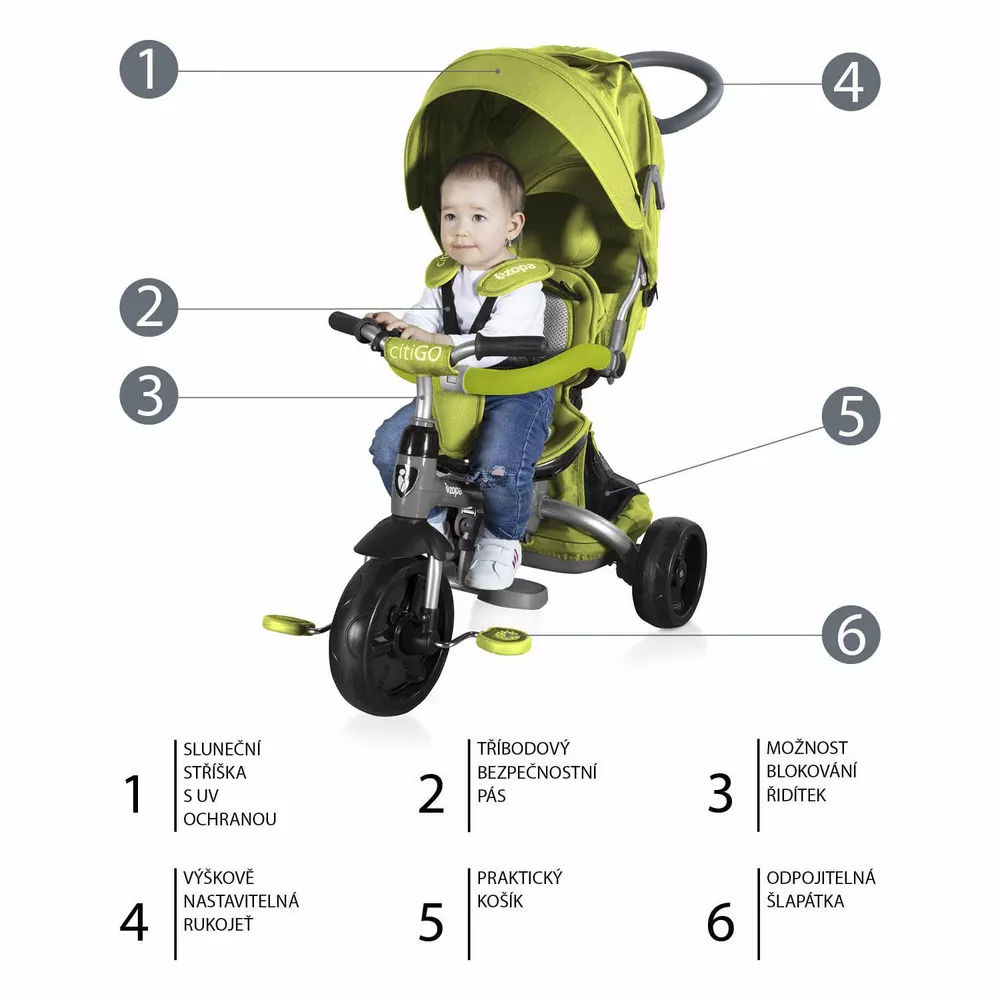 ZOPA Tříkolka CitiGo Kiwi Green