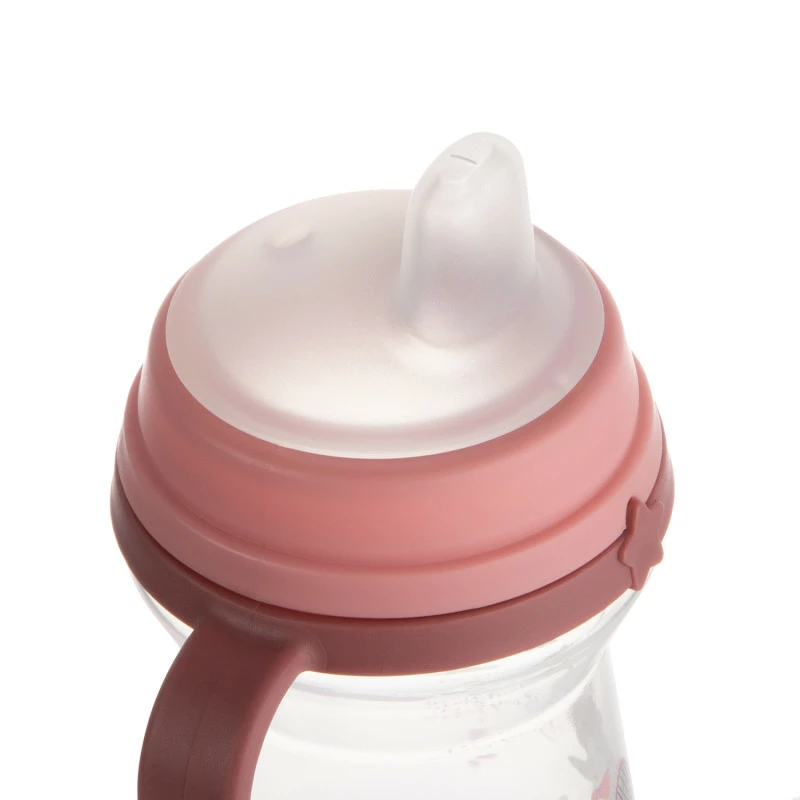Canpol babies Hrneček se silikonovým pítkem FirstCup BONJOUR PARIS 250ml Pink