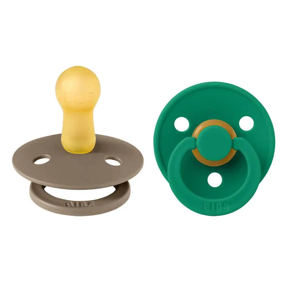 BIBS Colour dudlíky z přírodního kaučuku 2ks velikost 2 (6-18měs) Dark Oak/Evergreen