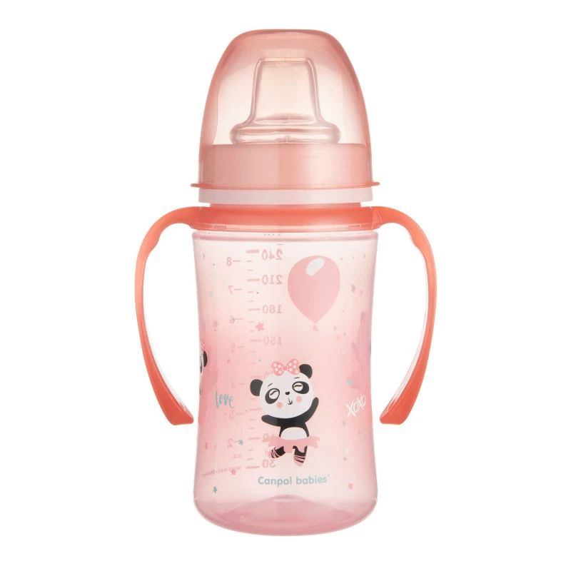 Canpol babies Tréninkový hrneček EXOTIC ANIMALS 240ml růžový