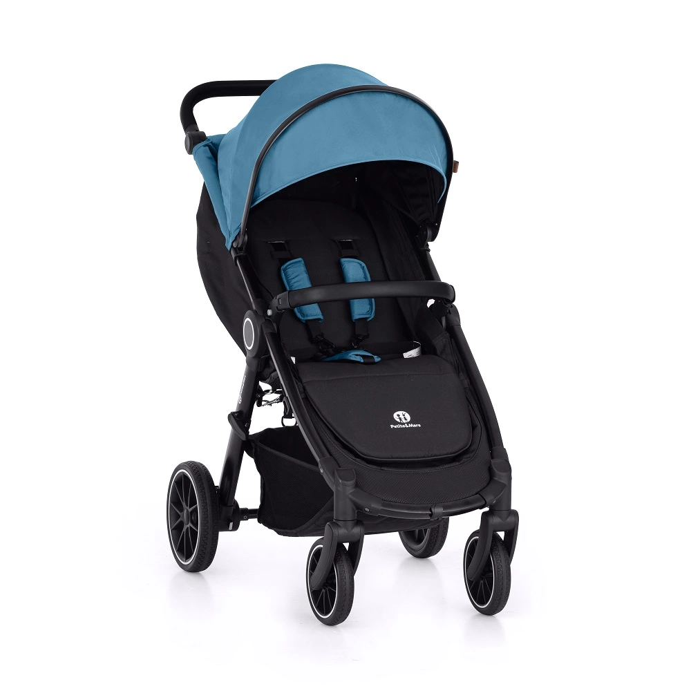 PETITE&MARS Kočárek sportovní Street+ RWS Black Ocean Blue Complete + odrážedlo Uniq Pink