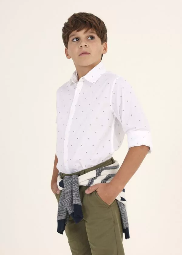 Chlapecká košile s dlouhým rukávem Mayoral 6116-83 Blanco