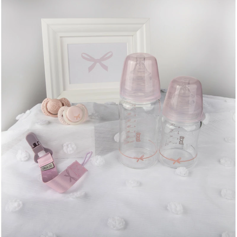 LOVI Lahev skleněná 250ml BABY SHOWER růžová