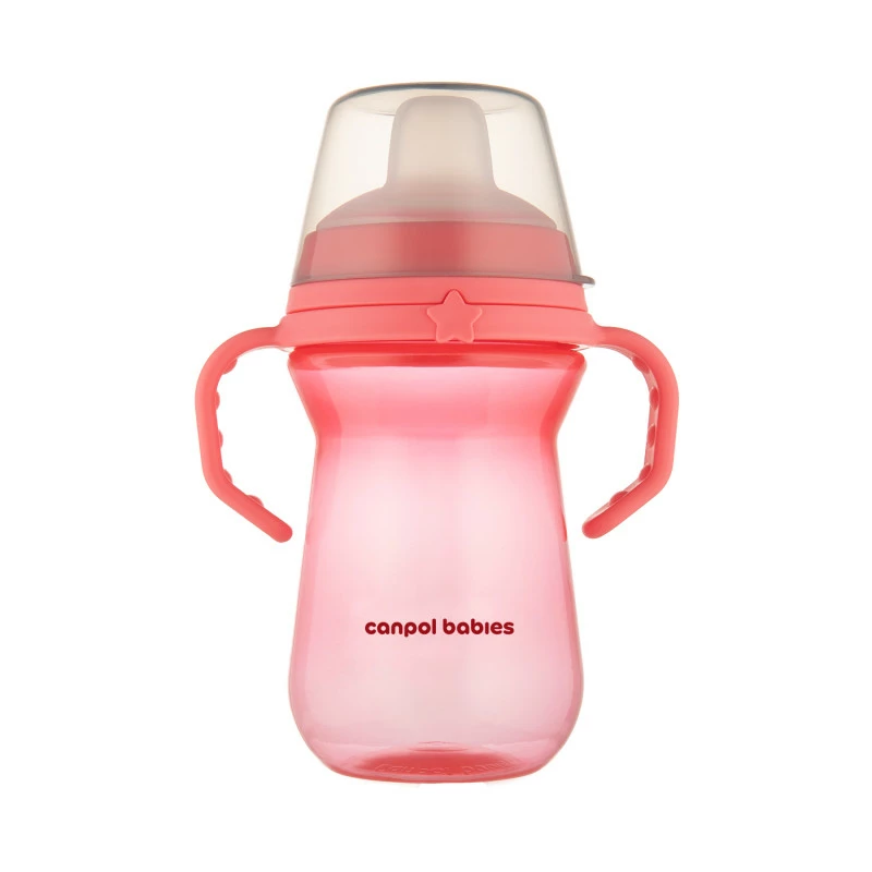 Canpol babies Hrneček se silikonovým pítkem FirstCup 250ml růžový