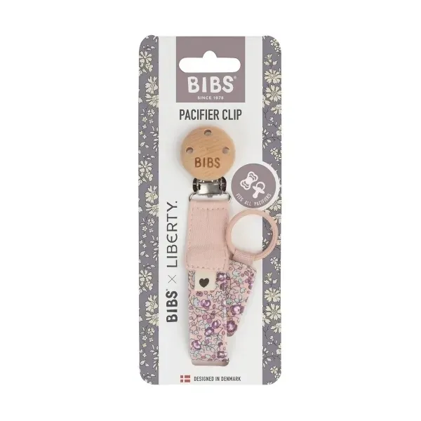 BIBS Liberty Klip na dudlík z Bio bavlny Blush