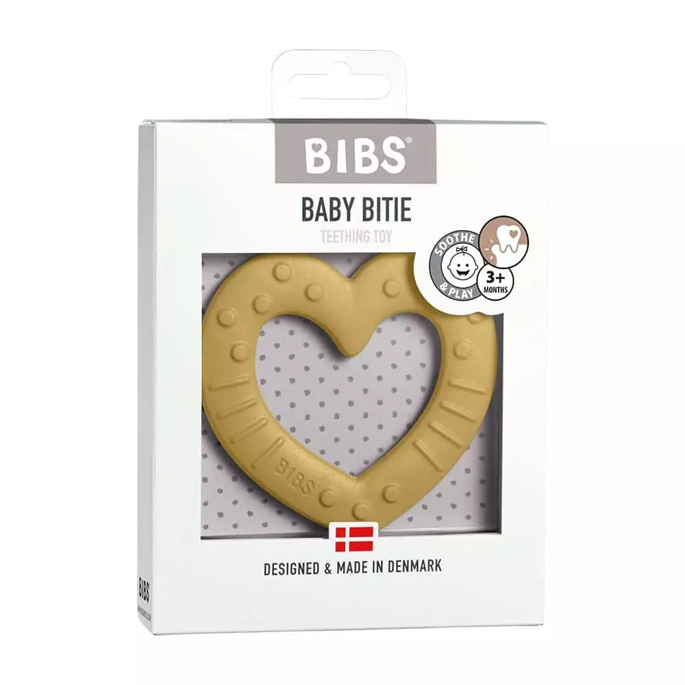 BIBS Baby Bitie kousátko / Heart Mustard